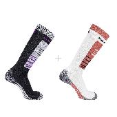 Носки горнолыжные SALOMON S/Access 2-pack Black/Lunar Rock - White/Garnet Rose