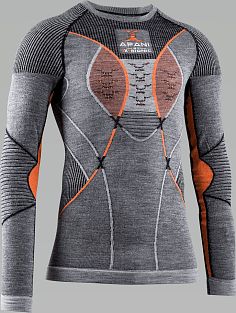 Превью Термобелье Термофутболка X-BIONIC Apani 4.0 Merino Round Neck LG SL Men Black/Grey/Orange