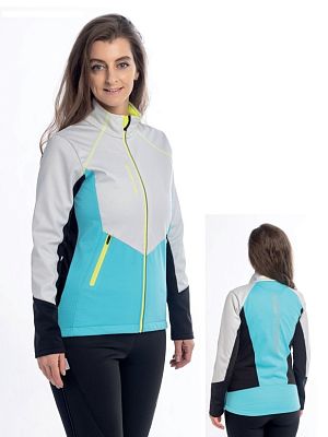 Превью Куртка лыжная FISCHER Softshell Warm W Бирюзовый/Серый