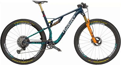 Превью Карбоновый горный велосипед Велосипед WILIER Urta Max SLR XX SL 1x12 Fox 34 SC FS Miche K1 RD Тёмно-синий/Зелёный (2026)