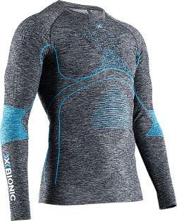 Превью Термобелье Термофутболка X-BIONIC Energy Accumulator 4.0 Melange Shirt LG SL Men Dark Grey Melange/Blue
