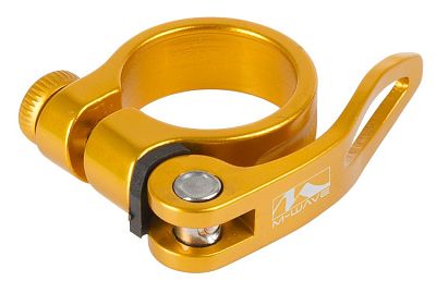Превью  Зажим подседельный M-WAVE 34.9 мм (хомут с эксцетриком) Золотистый