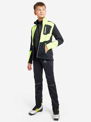 Превью Детская лыжная куртка Куртка лыжная FISCHER Softshell Warm Jr Черный/Лимонный