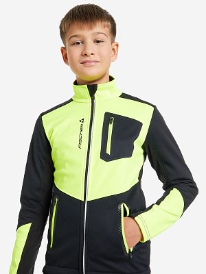 Превью Детская лыжная куртка Куртка лыжная FISCHER Softshell Warm Jr Черный/Лимонный
