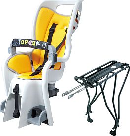 Превью Велокресло детское TOPEAK BabySeat II Серый/Желтый на багажник 22 кг (с багажником на 29") (TCS2207)